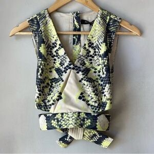 NWT Marciano Y2K Guess Python Print Crop Wrap Top Green Size 44